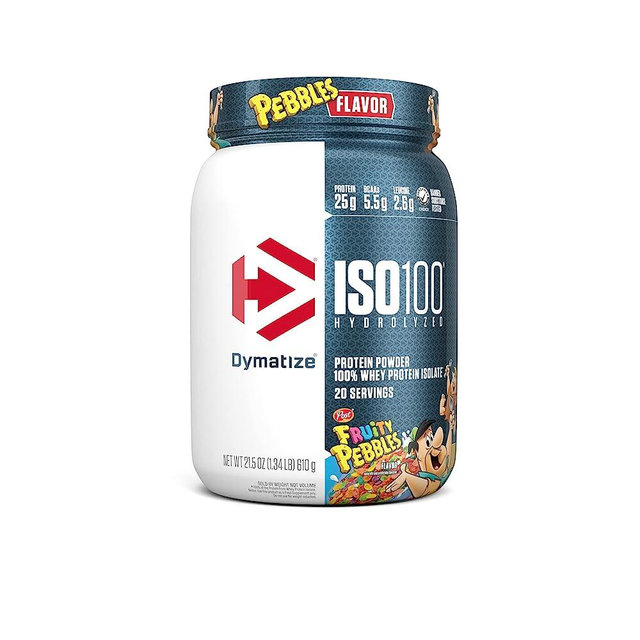 Dymatize ISO100 Hydrolyzed Protein Powder, 100% Whey Isolate, 25g of Protein, 5.5g BCAAs, Gluten Free, Fast Absorbing, Easy Digesting, Fruity Pebbles, 20 Servings