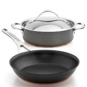 Anolon Nouvelle Hard-Anodized Copper 3 Qt. Covered Sauteuse & 10" Open Skillet