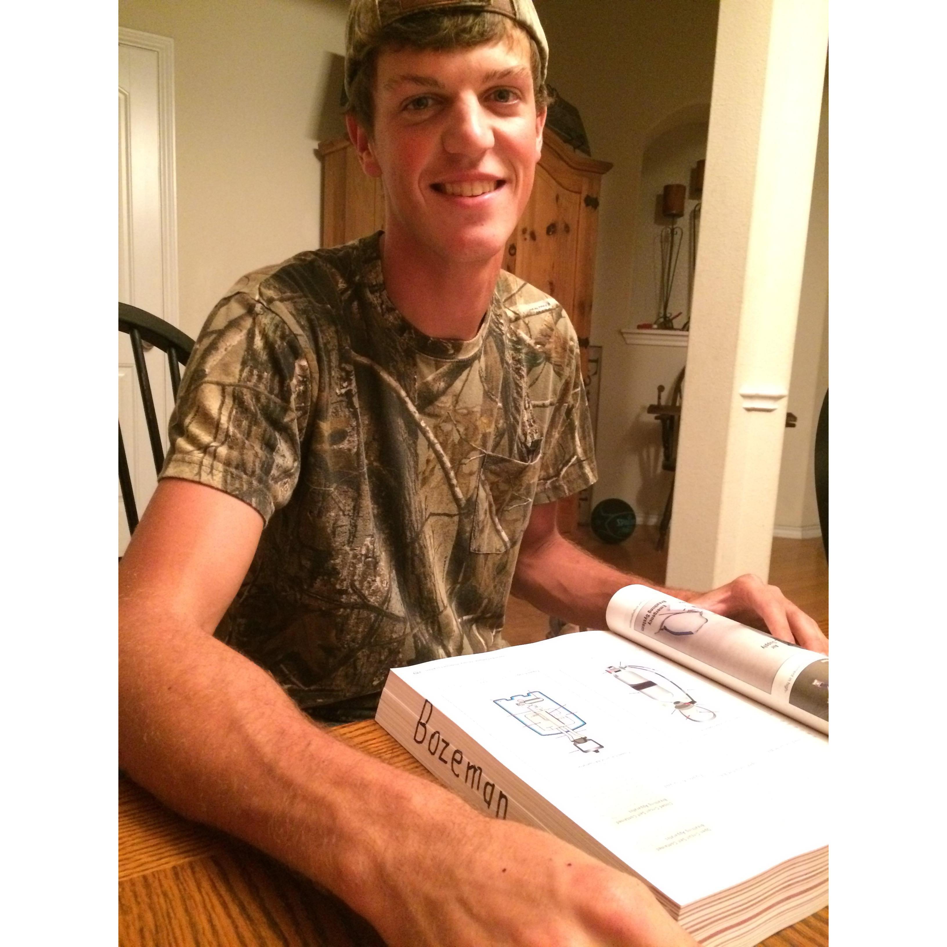 Helping Brock study for Fire Academy
