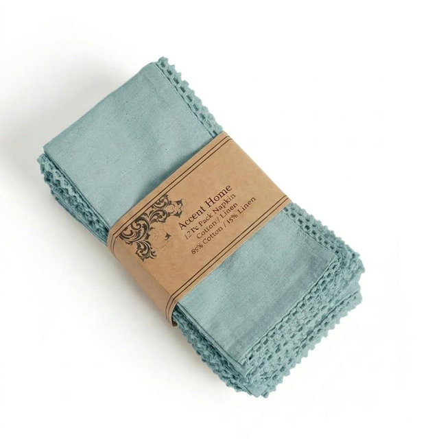 ACCENTHOME Blue Cloth Napkins Set of 12 18x18 inch Cotton Dinner Napkins - Washable Soft Premium Hotel Quality Reusable Napkins Perfect Table Napkins for Family Dinners, Weddings & Everyday Use