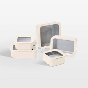 Caraway Cream 13-Piece Glass Food Storage Set + Reviews | Crate & Barrel