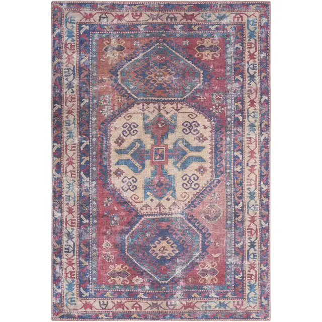 Nourison New Concept Washables 6' x 9' Red/Navy Vintage Indoor Rug