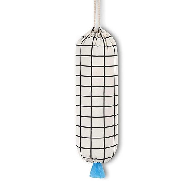 Plastic Bag Holders for Grocery Bags Large Plastic Bag Organizer Grocery Bag Dispensers Trash Bag Storage Holder for Office Kitchen Home (White Check)