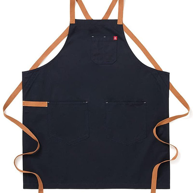 hedley & bennett Midnight Blue Cossback Apron - Professional Chef Apron with Pockets and Cross-Back Straps for Cooking & Grilling - Kitchen Aprons for Men & Women - 8oz 100% Cotton Twill Fabric