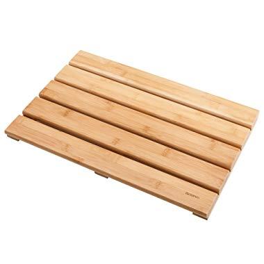 GOBAM Shower Mat Bath Mat for Spa Relaxation,Bathroom Rugs,Non-Slip for Indoor/Outdoor,Bamboo (19.7 x 13 x 1.3 inches)