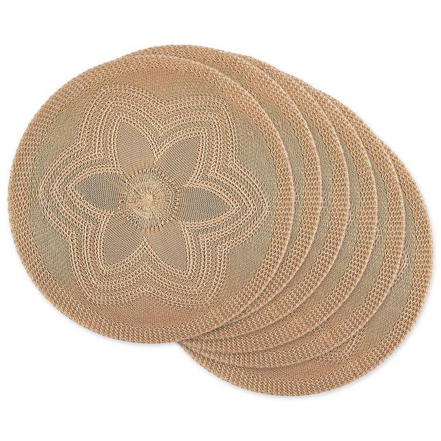 6pk Plastic Woven Floral Placemats Beige - Design Imports