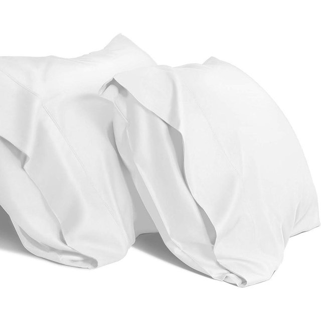 WishSmile White Bamboo Cooling Pillowcases Queen Pillow Cases Set of 2 Breathable Cool Silky Soft Moisture Wicking for Hot Sleepers,Hair and Skin Friendly,2 Pack,20x30 inches