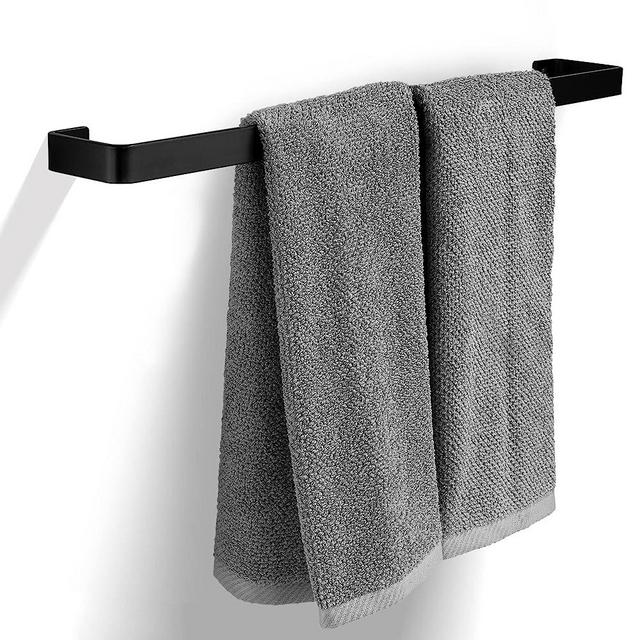 Aesthetic Bathroom Towel Bar for Wall Mount – Space Saving and Easy to Install 16" Towel Holder Rack - Stylish Minimal Rod to Enhance Your Modern/Farmhouse Bathroom Decor - Matte Black