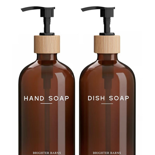Glass Hand and Dish Soap Dispenser Set with Tray