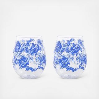 Acrylic Stemless Wine Glasses, Set of 2