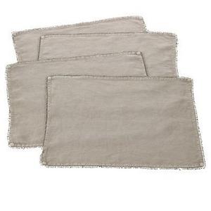 (Set of 4) Gray Natural PomPom Design Placemat 14"x20" - Saro Lifestyle®