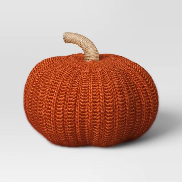 Knit Pumpkin with Jute Stem Novelty Throw Pillow Orange - Threshold™