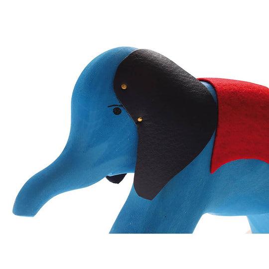 Authentic Grimm's Wooden Pull Along Elephant Blue