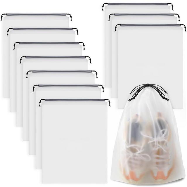 COIDEA Clear Shoe Bags for Travel 10 PCS, 15.7" x 11.8" Drawstring Travel Shoe Bags for Packing, Waterproof Dustproof Portable Travel Shoe Storage Bag for Men and Women