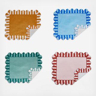Jardin Embroidered Scalloped Double-Sided Placemat, Set of 4