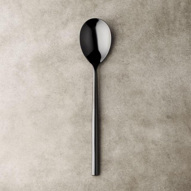 rush shiny black serving spoon