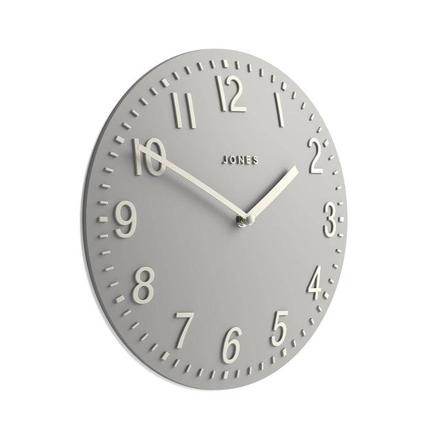 JONES CLOCKS® Chilli wall Clock | Modern Convex Clock | 12 inch | Pale Gray | Contemporary Charm, Ideal for the Kitchen, Living Room, Office or Bedroom