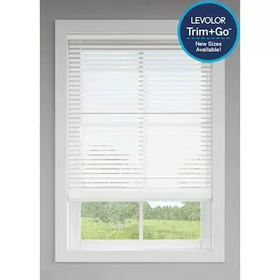 LEVOLOR Trim+Go 2-in Slat Width 27-in x 72-in Cordless White Faux Wood Room Darkening Full-view Standard Horizontal Blinds