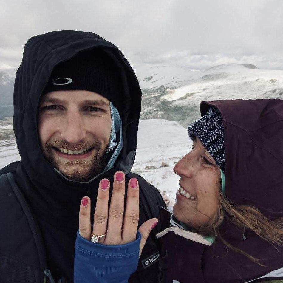 She said YES!...in the snow and on the top of Mt. Bierstandt in Colorado