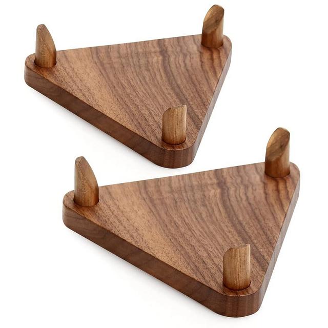 LuxRound 4 Packs Ball Stand Holder Display Stand for Basketball Football Soccer Holder Rack Autographed Ball Memorabilia Display Case Solid Walnut Wood Made Ball Display Stand