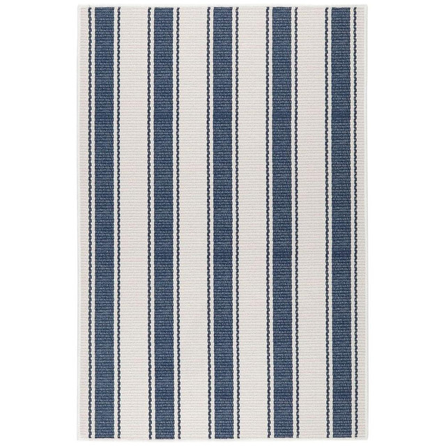Dash and Albert Blue Awning Machine Washable Area Rug - 3' x 5' Blue Stripe Washable Accent Rug - Durable, High Traffic Area Kitchen, Hallway, Bedroom, Stairs