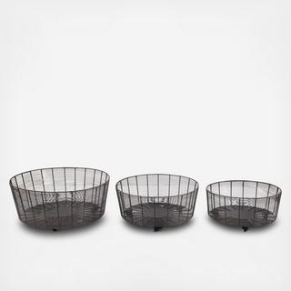3-Piece Metal Baskets on Casters Set