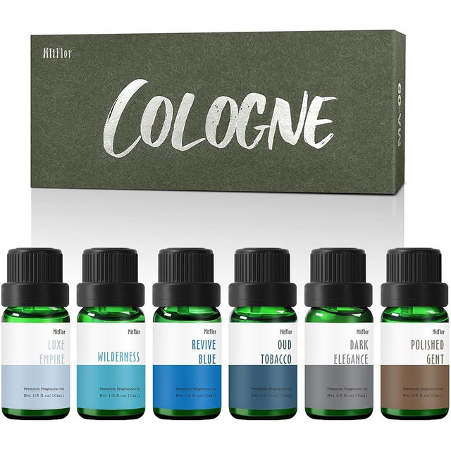 Fragrance Oil, MitFlor Cologne Perfume Oils Set, 10ml x 6, Scented Essential Oils for Diffusers for Home, Fragrance Oil for Soap & Candle Making, Aromatherapy Diffuser Oils Scents Gift Set