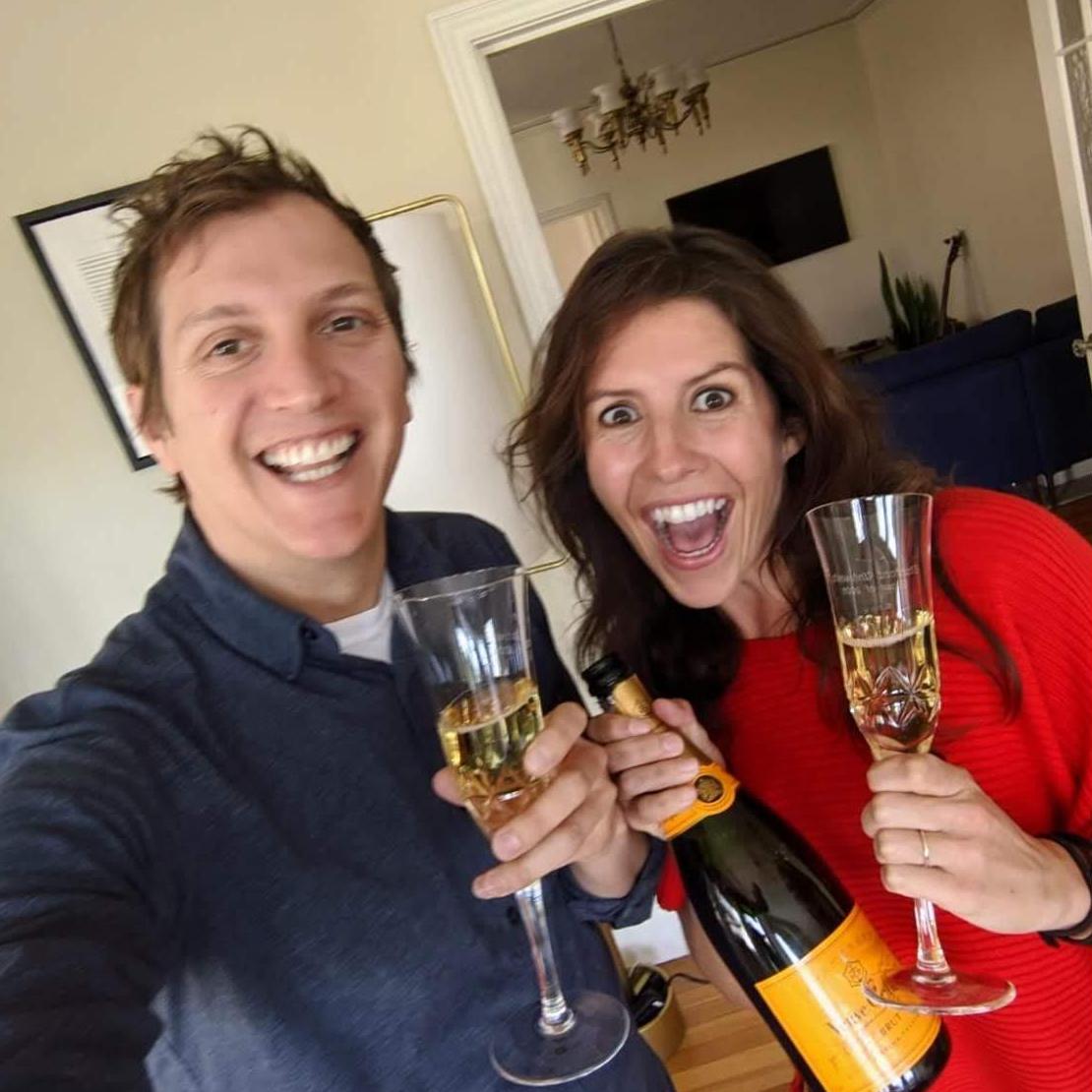 Celebrating the purchase of our sprinter van, Vandita