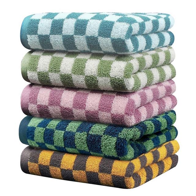 Stylifeo 5Pack Hand Towels for Bathroom Checkered Cotton Face Towels Soft Absorbent for Bathroom Kitchen Spa Gym,29x 13 inch(Colorful D,13 x 29 inch)