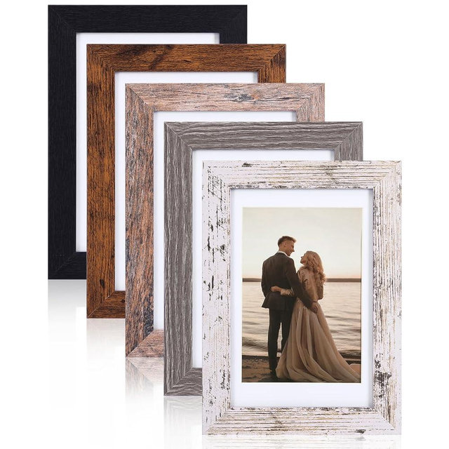Fixwal 5x7 Picture Frames Set of 5, Vintage Multicolour Photo Frames with Tempered Glass, Decorative Art for Wall Hanging and Tabletop Placement, Display 4x6 with Mat or 5x7 Without Ma