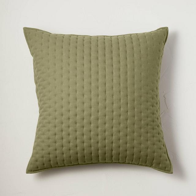 Euro Cashmere Blend Quilted Pillow Moss Green - Casaluna™