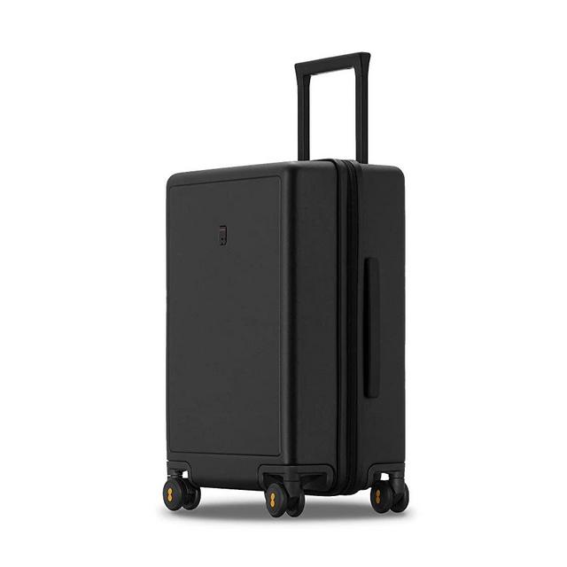 LEVEL8 Elegance Matte Medium Checked Luggage, 24” Hardshell Suitcase, Lightweight PC Matte Hardside Spinner Trolley for Luggage, TSA Approved Checked Luggage with 8 Spinner Wheels-Black, 24-Inch Checked-In