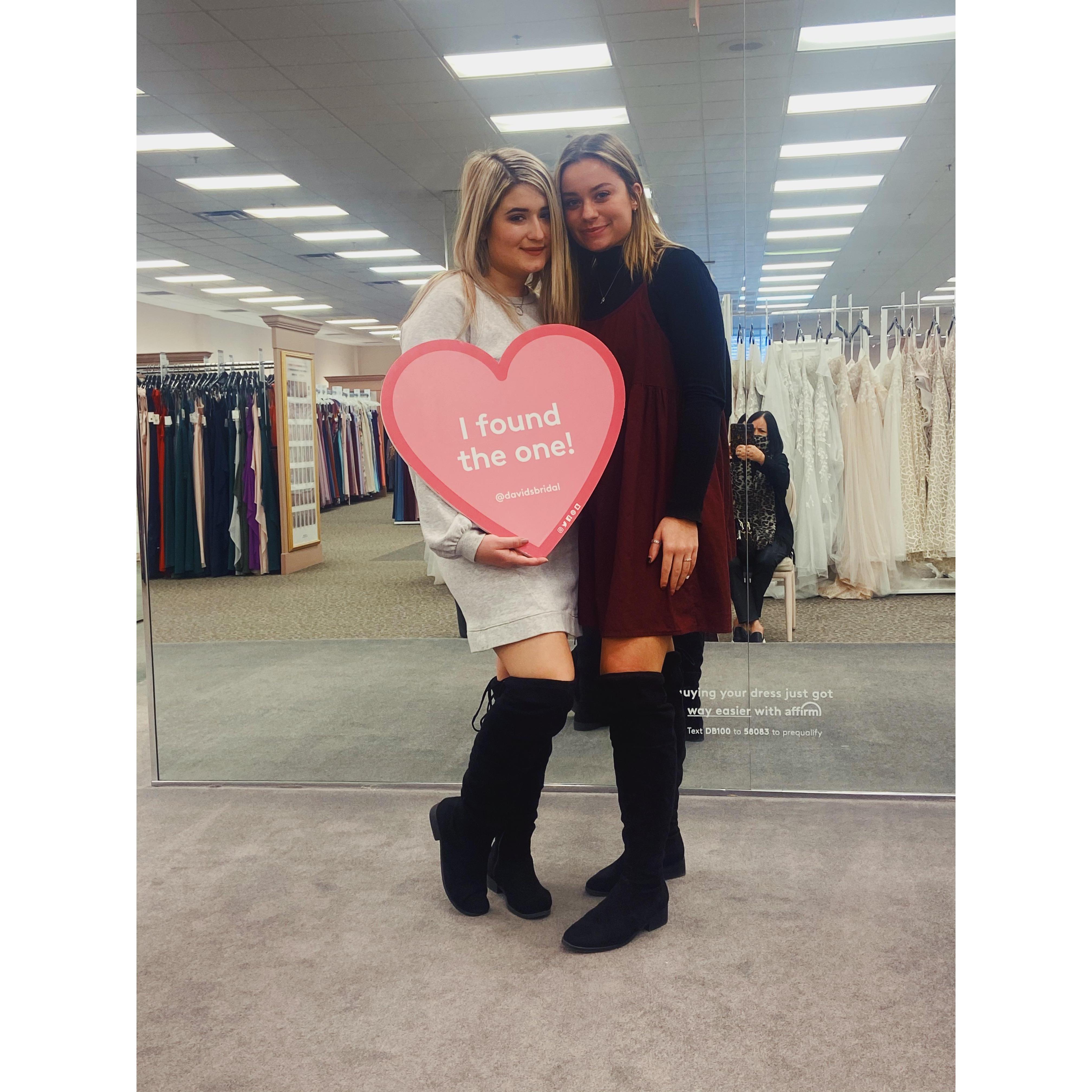 Finding the dress with my maid of honor!