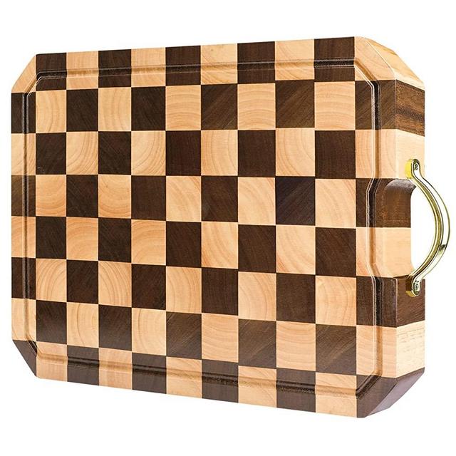 azamine End Grain Cutting Board, Large Walnut/Rubber Wood Cutting Board, with Non-Slip Feet, Juice Groove, Extra Large 20*14*6/5 inch Cutting Block for Kitchen