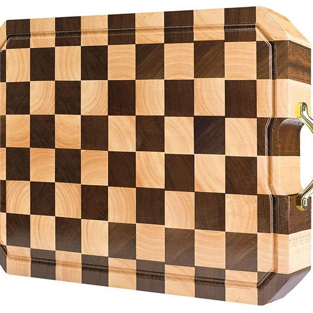 azamine End Grain Cutting Board, Large Walnut/Rubber Wood Cutting Board, with Non-Slip Feet, Juice Groove, Extra Large 20*14*6/5 inch Cutting Block for Kitchen