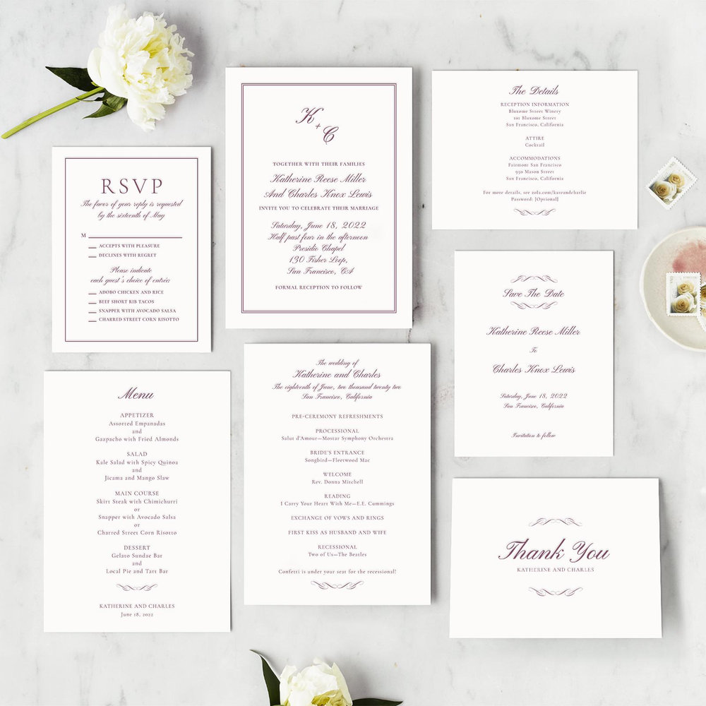 Abbey Frame Letterpress | Black | Zola Wedding Invitations