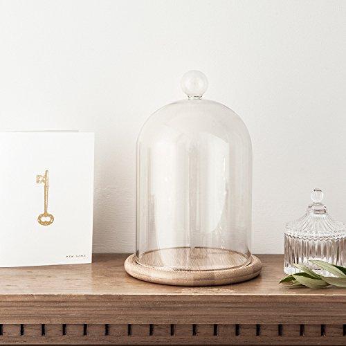 Lights4fun, Inc. Glass Cloche Bell Jar Display Dome with Bamboo Base - 9" x 6"