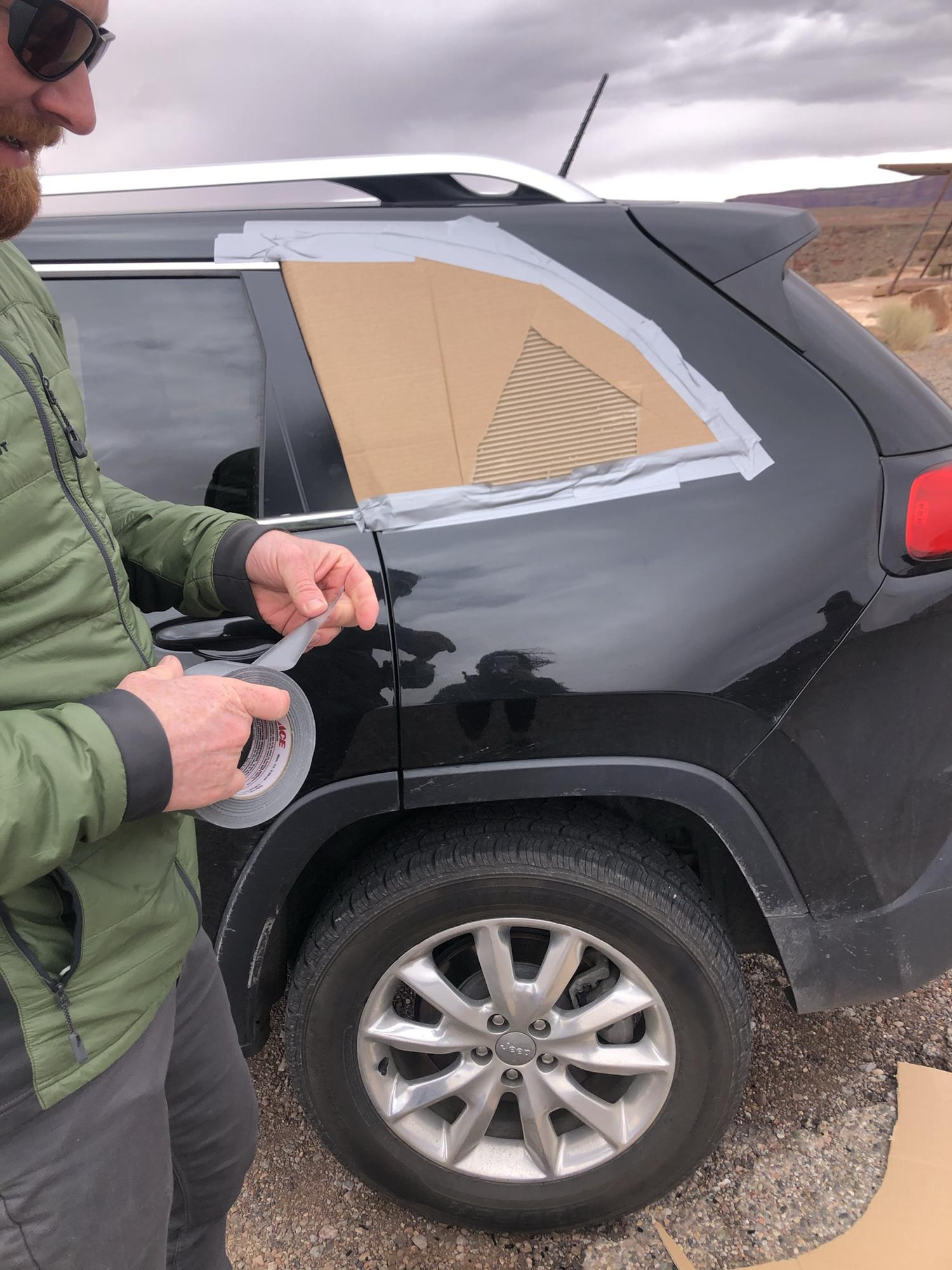 It's as if Ryan knew too much about how to seal a broken window.  This window bandage survived a snowstorm in Flagstaff, AZ :-)