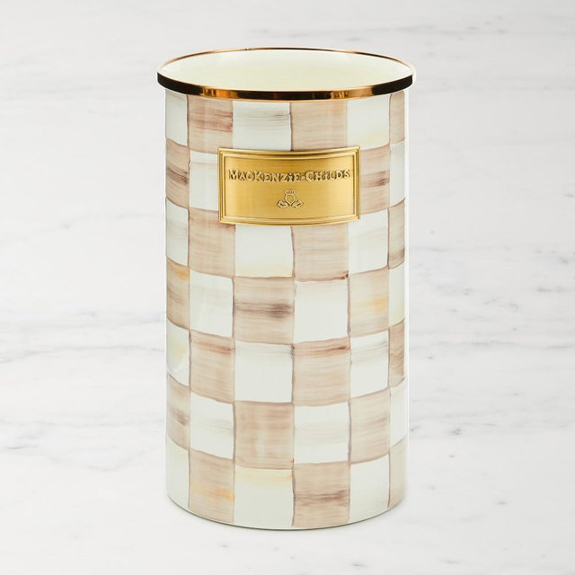 MacKenzie-Childs Mocha Check Enamel Utensil Holder