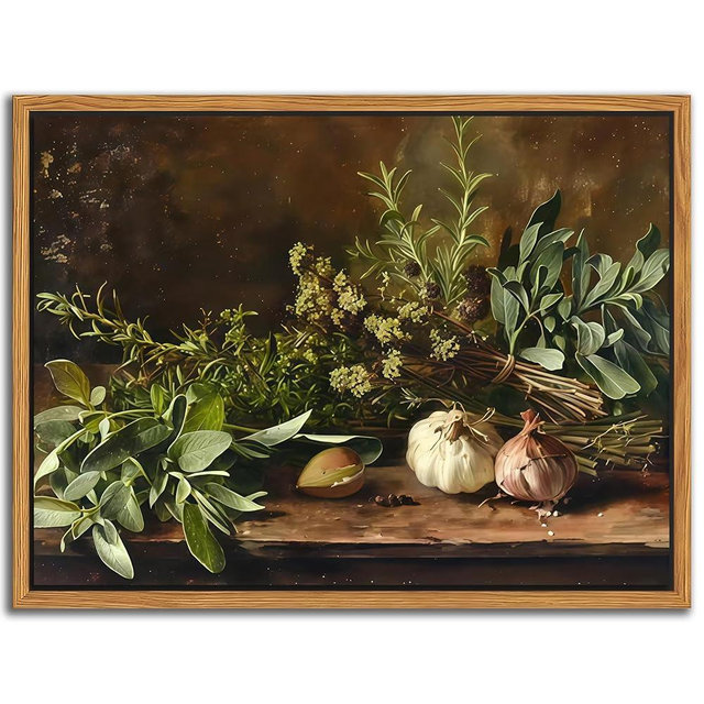SAMHOU Floating Framed Canvas Wall Art, Vintage Aesthetic Kitchen Wall Decor, Nature Botanical Poster Prints for Farmhouse Living Room Dining Room Bedroom Home Decor 12x16 inch