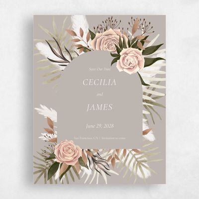 Greige, Grey Wedding Save the Date - Segovia Portrait