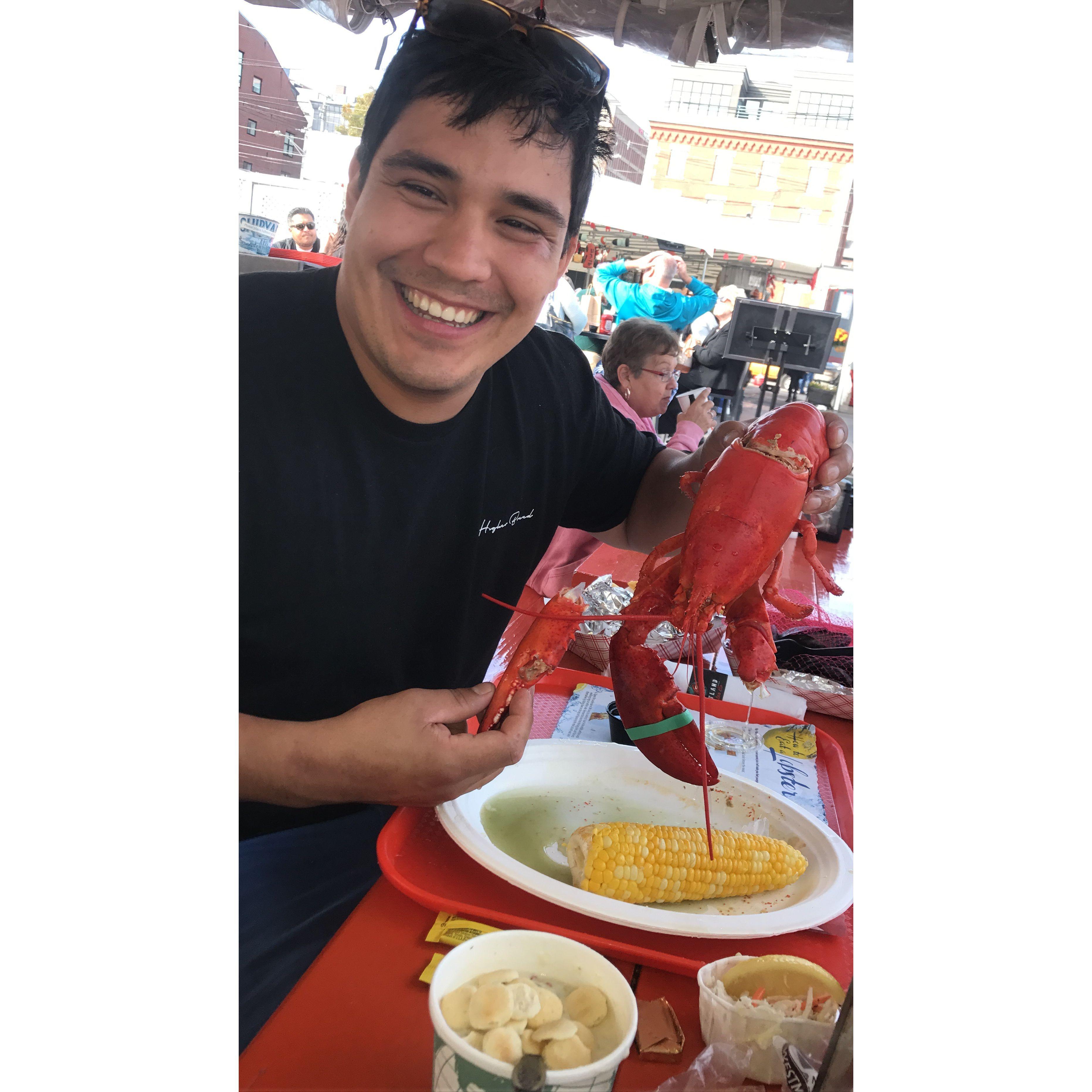 Anthonys first Maine Lobster, 2017