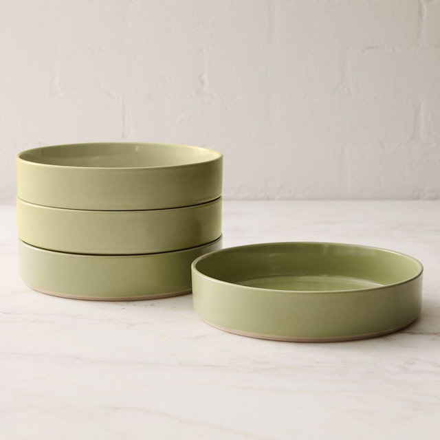 Straight-Sided Stoneware Pasta Bowl, Pistachio, Set of 4