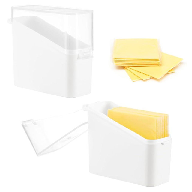 MXYEVL Sliced Cheese Container for Fridge, 2Pcs Clear Airtight Slice Holder Container for Slice Cheese Storage