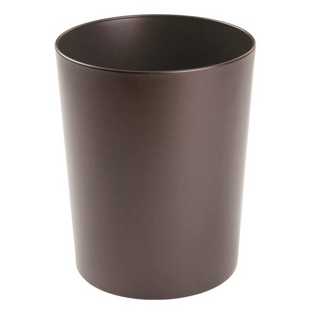 mDesign Round Metal Small Trash Can Wastebasket, Garbage Container Bin for Bathrooms, Powder Rooms, Kitchens, Home Offices - Durable Steel - Bronze