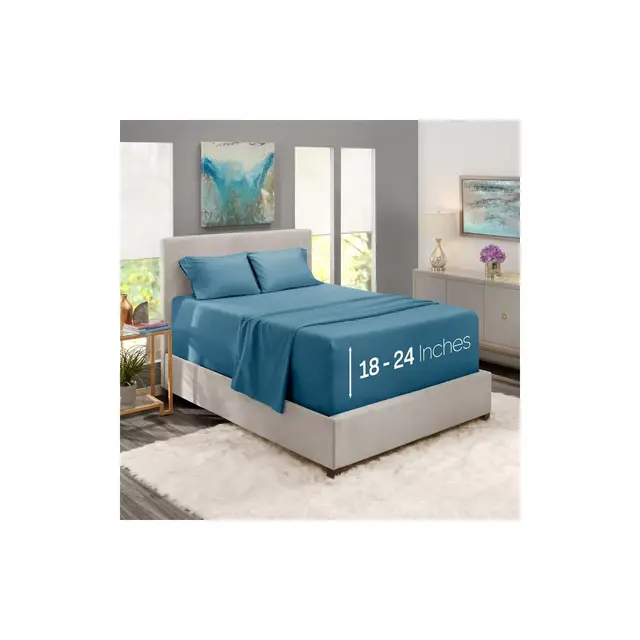 Nestl Extra Deep Pocket 4 Piece Sheet Sets, Full Size Deep Pocket Sheets - Blue Haven