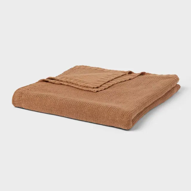 Full/Queen Knit Blanket Brown - Threshold™