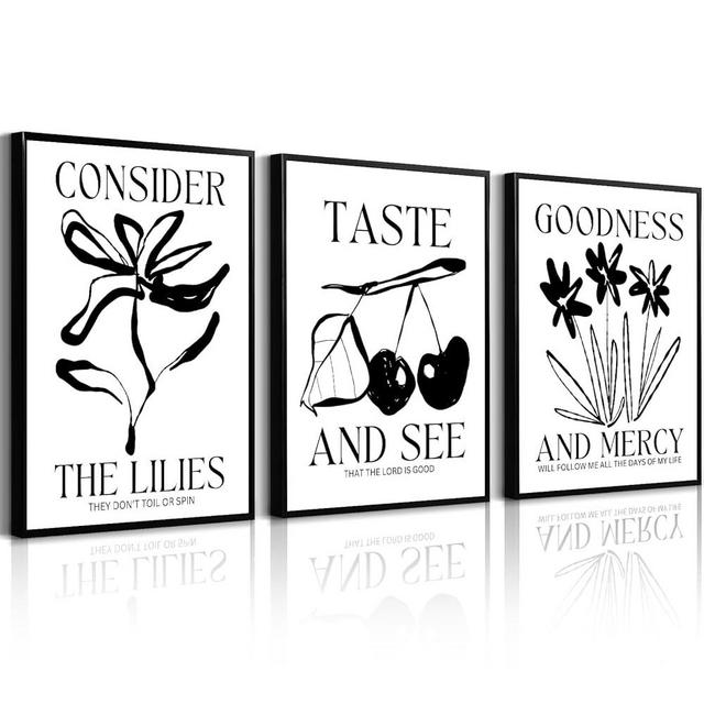 Christian Wall Art Bible Verse Canvas Poster Trendy Wall Decor Religious Pictures Modern Painting Scripture Poster Catholic Prints Cherry Artwork for Bedroom Living Room 12x16 Inch Unframed Set of 3