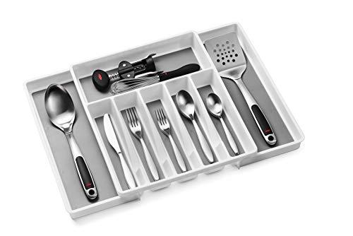 Expandable Cutlery Drawer Organizer, Flatware Drawer Tray for Silverware, Serving Utensils, Multi-Purpose Storage for Kitchen, Office, Bathroom Supplies