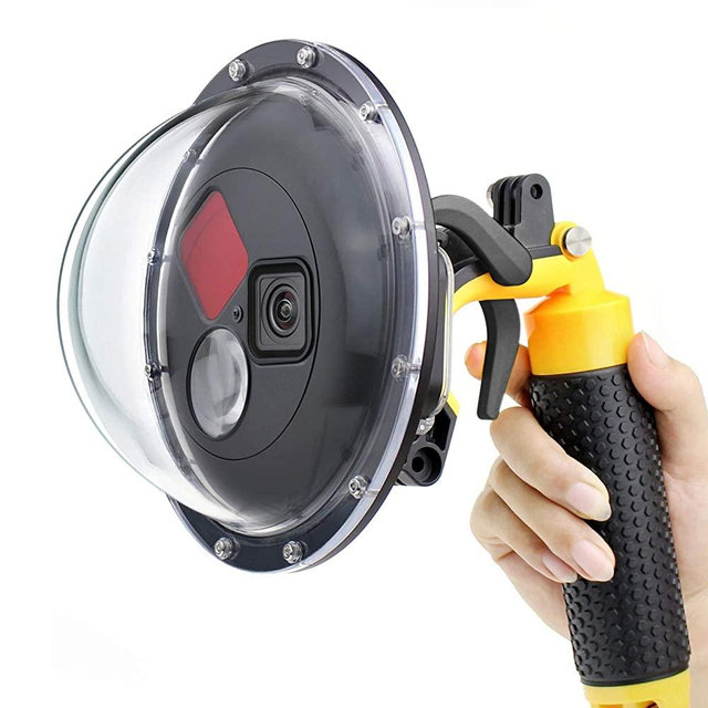 GEPULY Dome Port for GoPro Hero 9 Black, Dome Port Lens with Waterproof Housing Case, Trigger, Floating Hand Grip, Built-in Switchable Red Filter and 10x Macro Filter